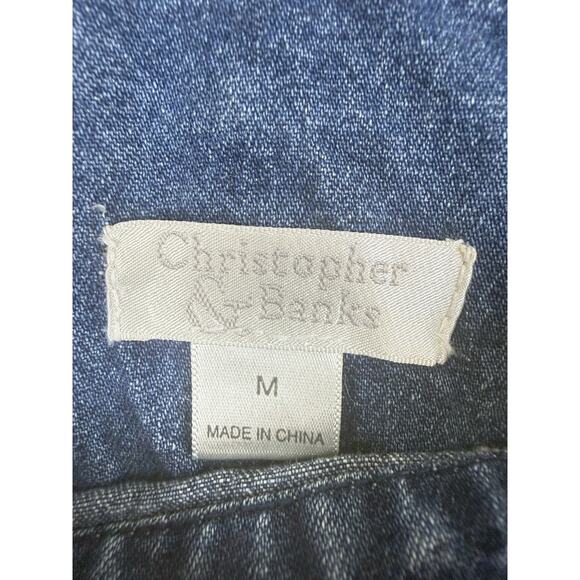 Christopher & Banks Womens Denim Overalls With Santa Embroidery Size M Y2K - Picture 9 of 15